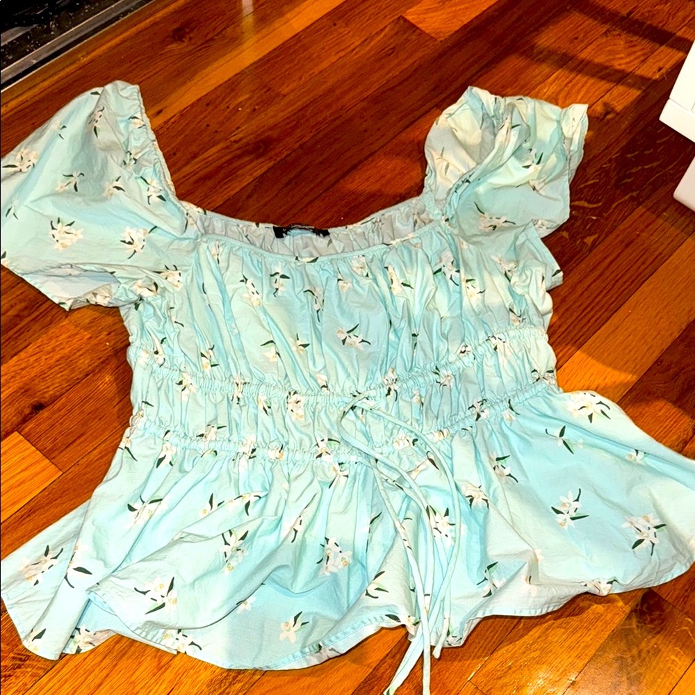 Floral Peplum Kate Spade Blue Women's Top